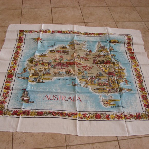 Vintage Australia Linen Tablecloth